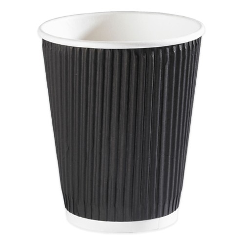 Ripple 12oz (Black) Triple Wall Cups Kraft 1×500